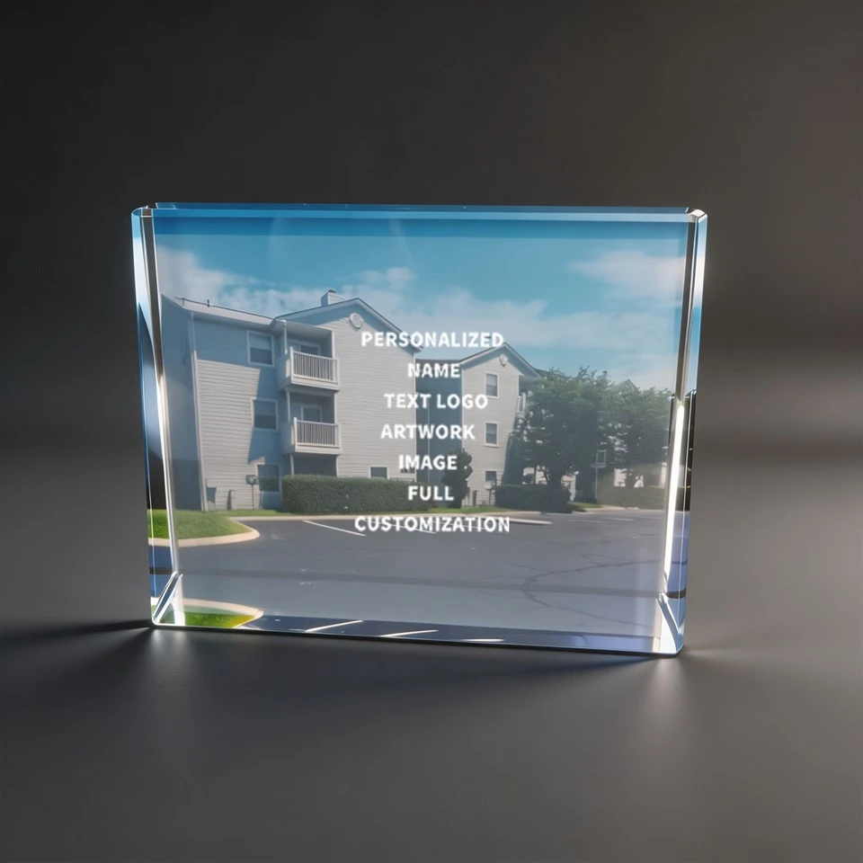Slant Bevel Photo Crystal Desktop Plaque factory